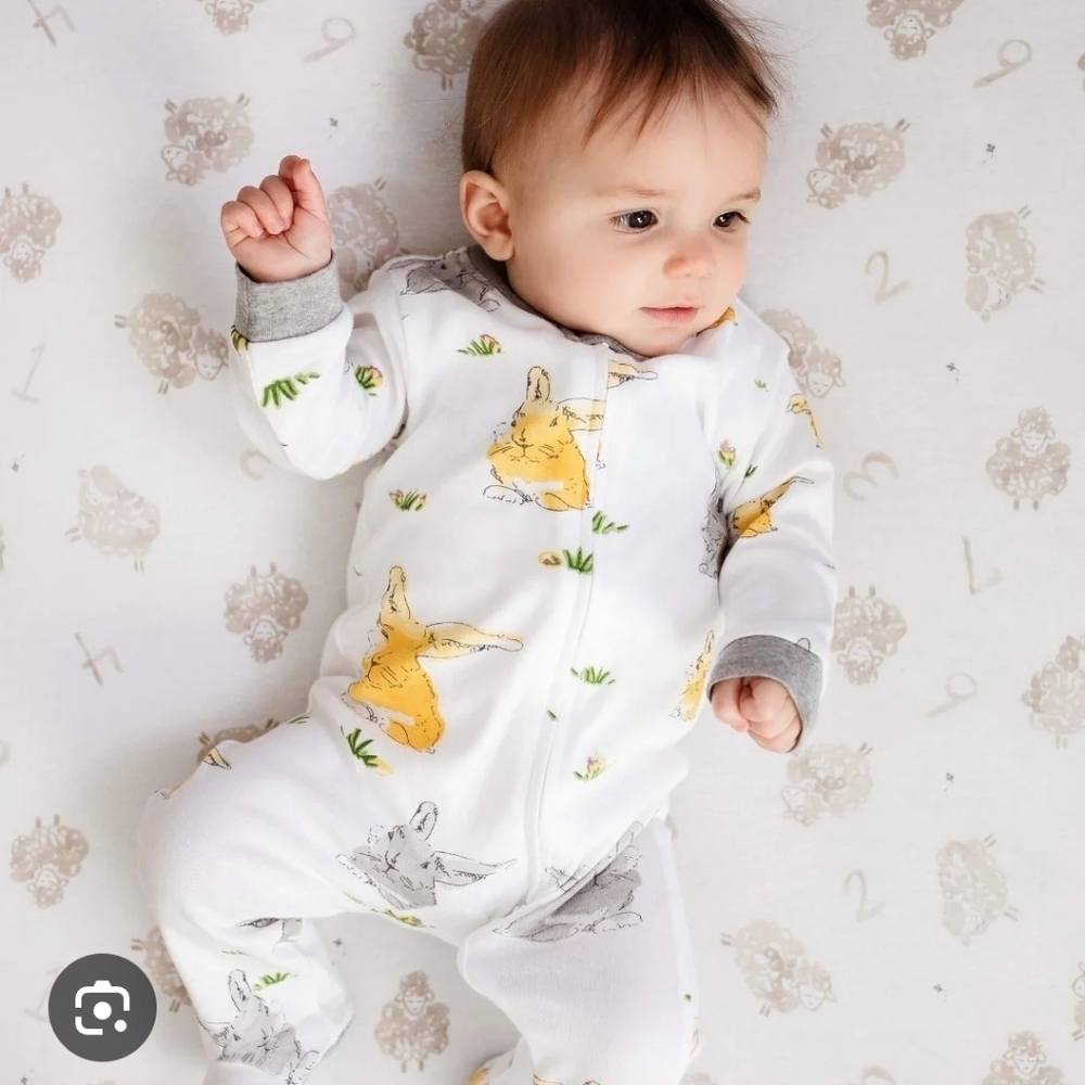 Burt's Bee Baby Rabbit Bunny Snug Fit Pajamas Organic Cotton Size 3-6 Months
